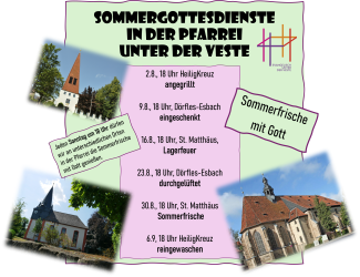 Sommergottesdienste in der Pfarrei unter der Veste
